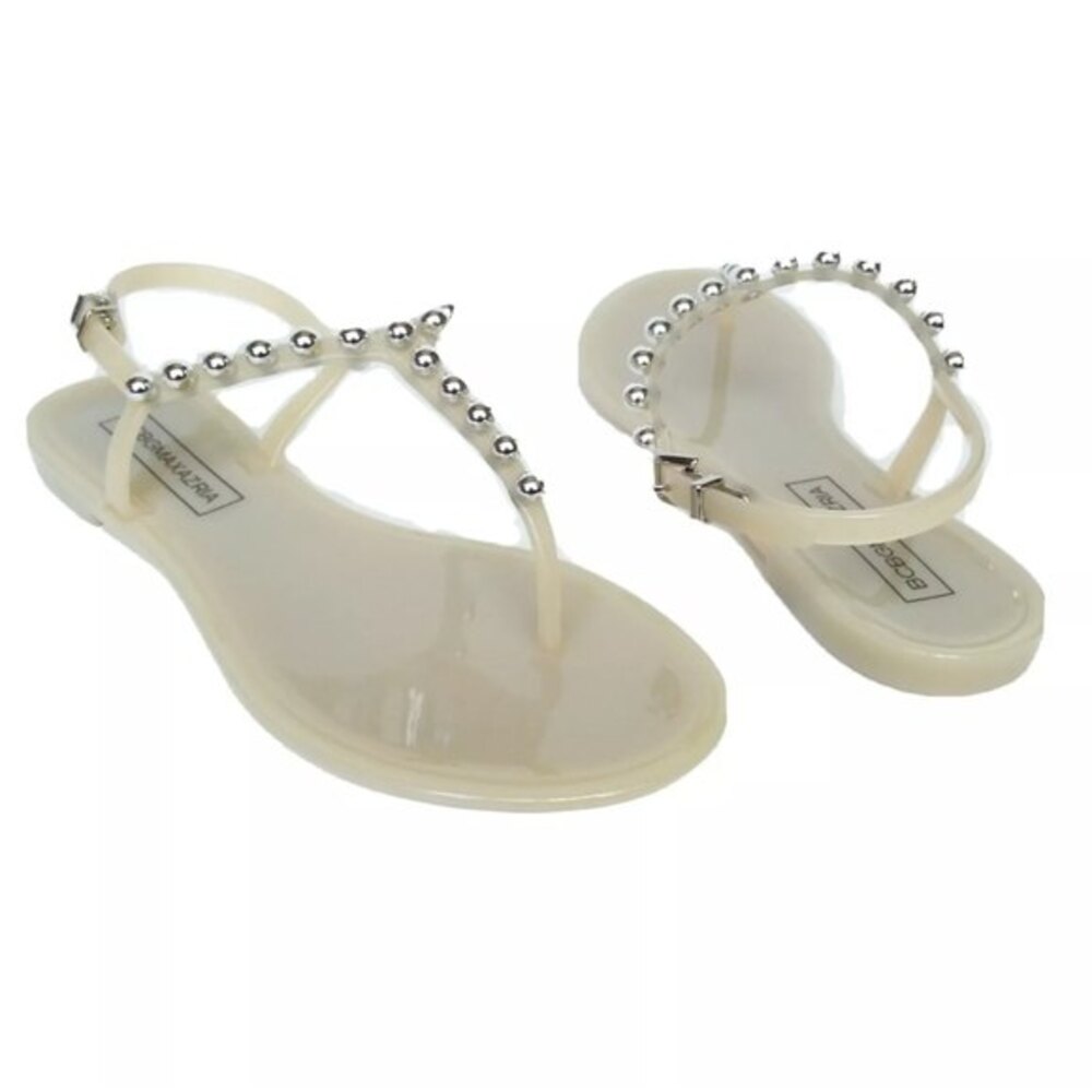 BCBGMAXAZRIA Jelly Jellia Flat Sandals Cream 6